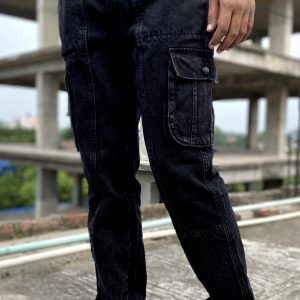 NEW 6 POCKET DENIM BAGGY PANTS(Black)