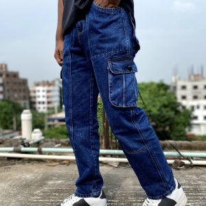 NEW 6 POCKET DENIM BAGGY PANTS (Deep blue)
