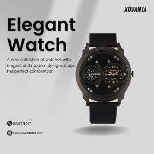 BLACK LEATHER ANALOG WATCH